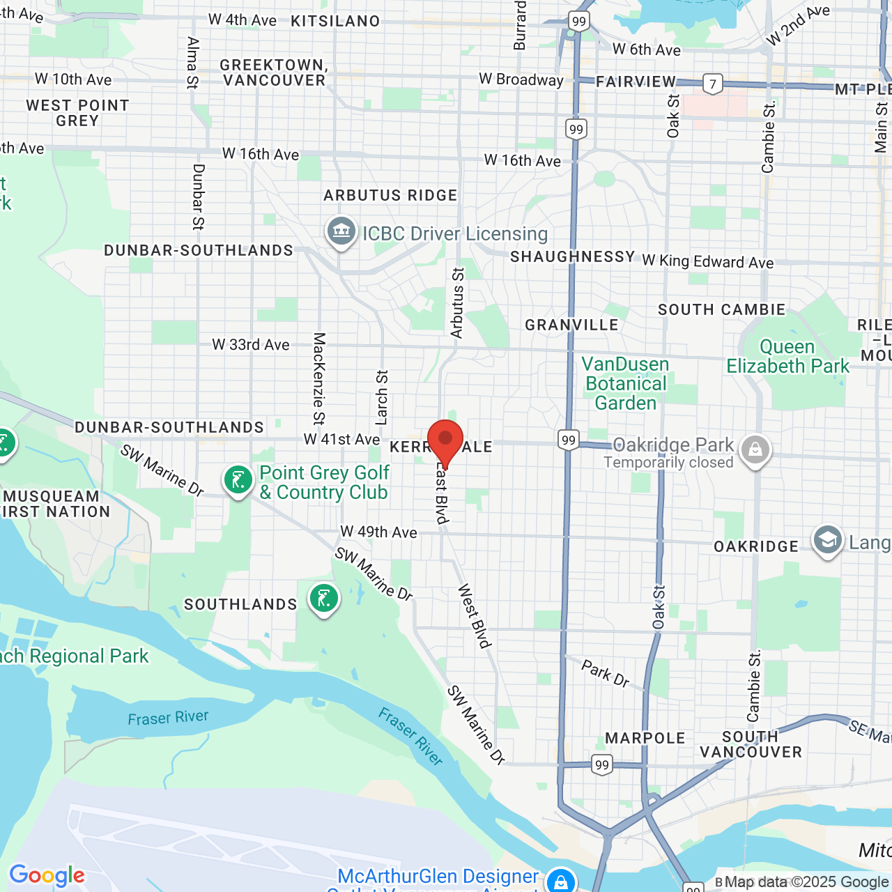Google map image of our location in 5970 East Blvd Vancouver, BC